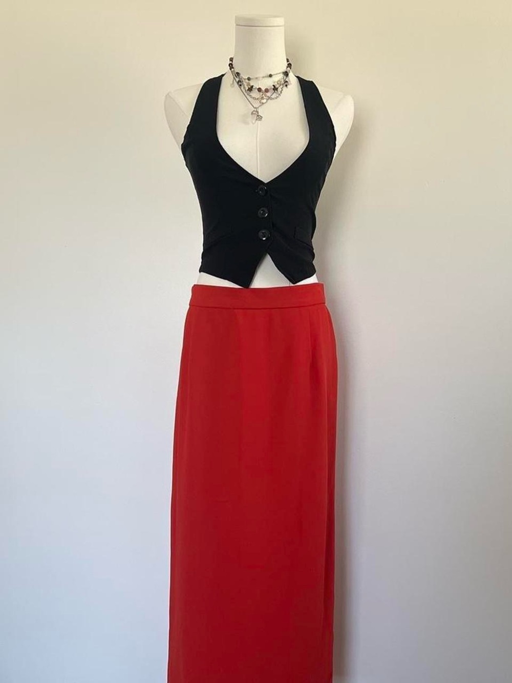 Vintage Red Maxi Skirt